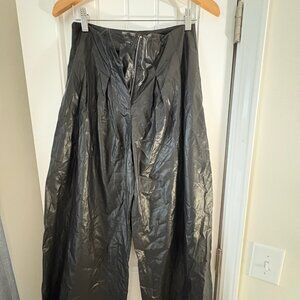 High Waisted Pleated Leather Pants Sz Medium